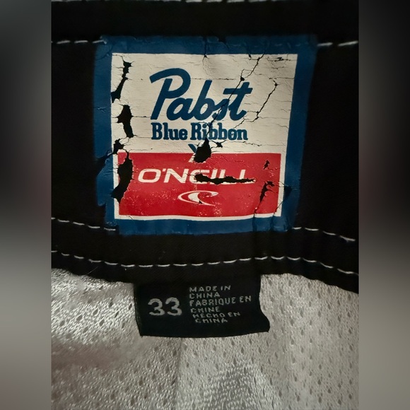 O'Neill White and Blue Pabst Blue Ribbon Logo Board Shorts - Picture 10 of 17